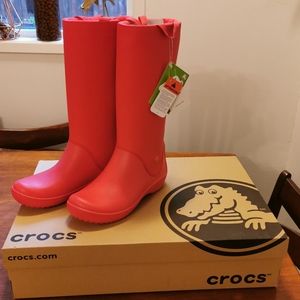 Red CROCS RainFloe Gumboots / Rainboots / Wellies